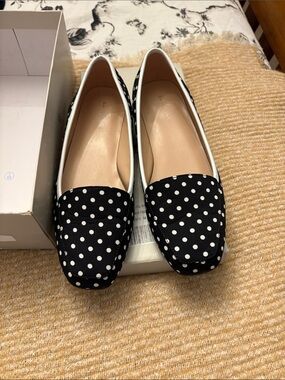 Bandolino Black and White Polka Dot Slip-On Loafers